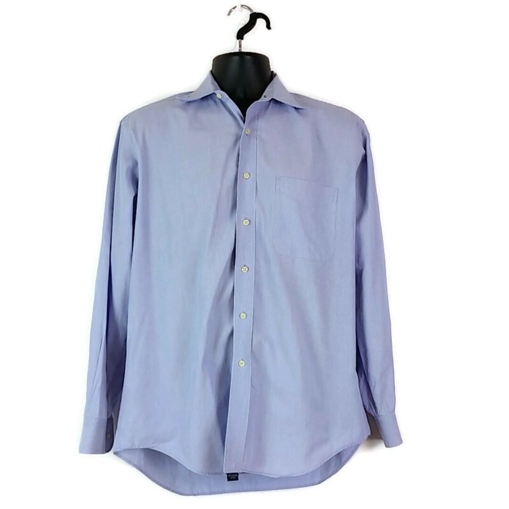 Tommy Hilfiger Button Down Men Medium 15 32-33 Blue Stripe Lifetime Collar Shirt